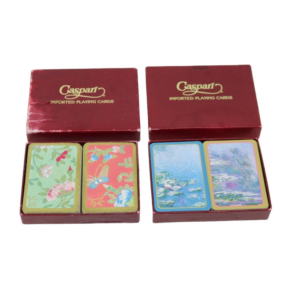 Lot of 2 Sets Vintage CASPARI Playing Cards Doubles Belgium Monet & Famille Rose